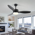 52 Inch Indoor Outdoor Ceiling Fan With Led Select Light Kit Black Black American Design Abs