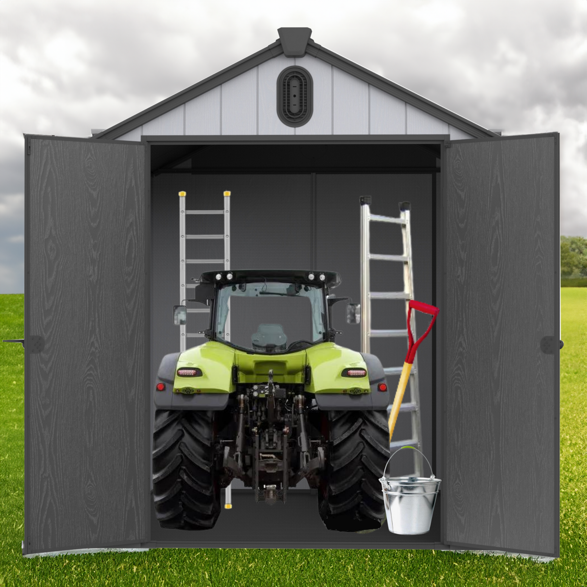 Xwt012 1 6*8Ft Plastic Storage Shed For Backyard Garden Big Spire Tool Storage Black Grey Garden & Outdoor Plastic