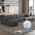 104.32*66.92 Modular Sectional Sofa Sleeper Couch, Sectional Sofa With Chaise And Ottoman, Convertible U Shaped Modular Sofa Set. Compressed Sponge, Dark Grey. Combo A 2B 2D Dark Grey Primary Living Space Soft Minimalist,Modern Foam Spring 5 Seat