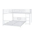 L Shaped Metal Twin Over Full Size Bunk Bed, White Box Spring Not Required White Metal Metal