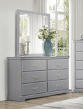 Classic Traditional 1Pc Dresser Of 6 Drawers Gray Finish Bedroom Wooden Storage Furniture Gray Wood