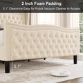 Lift Up Velvet Beige King Size Bed Box Spring Not Required King Beige Wood Light Brown Bedroom American Design Poplar Slat Beds Foam Velvet Upholstered