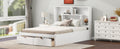 Full Size Platform Bed With Storage Headboard And 2 Drawers, White Box Spring Not Required Full White Wood Bedroom Bed Frame Solid Wood Mdf