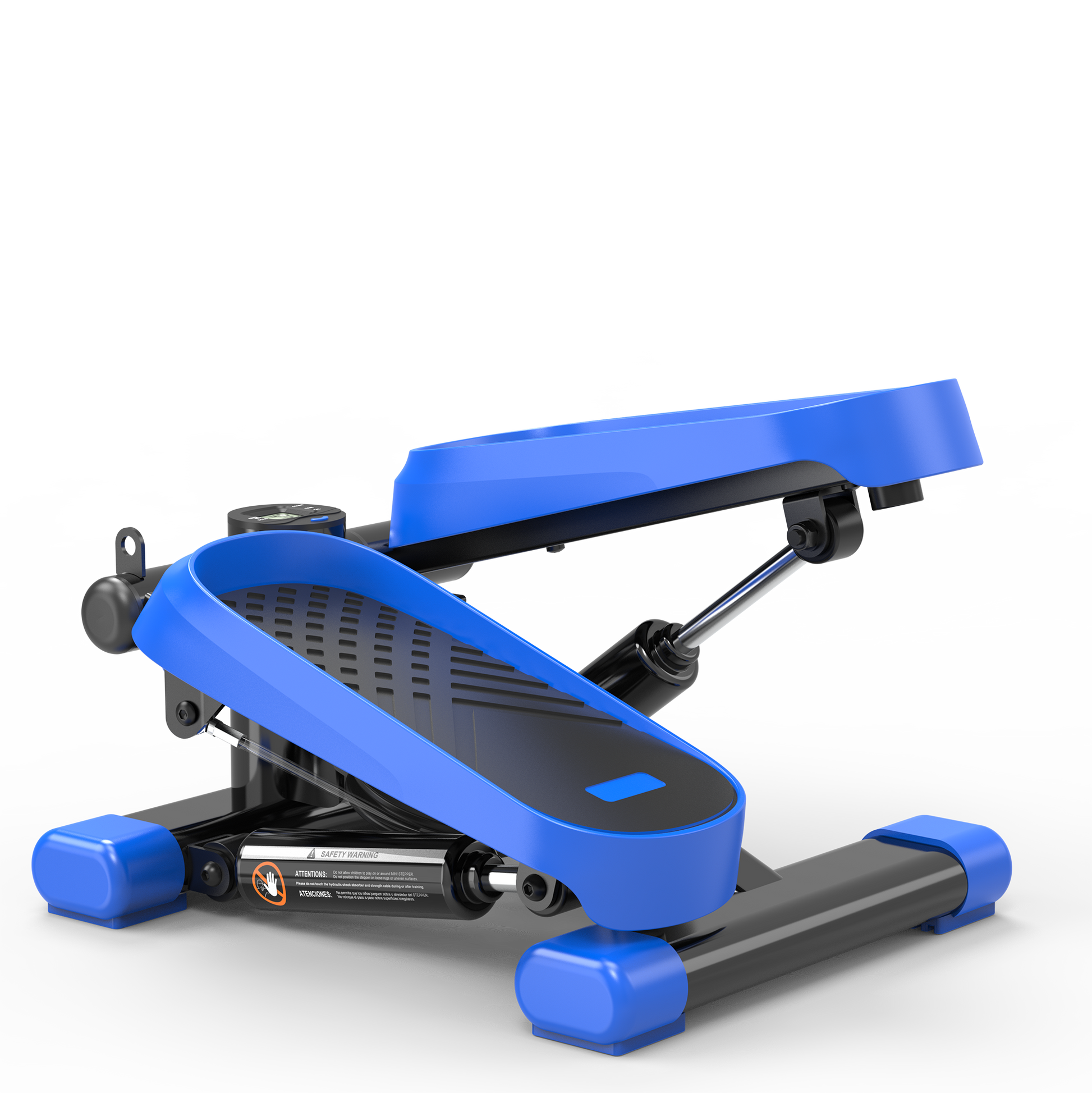 Home Office Exercise 330Lbs Capacity Mini Stepper With Resistance Bands And Lcd Monitor Black Blue Steel