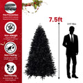 9Ft Pre Lit Black Christmas Tree, Full Halloween Xmas Artificial Tree 3176 Branch Tips, 750 Lights, Metal Hinges, Foldable Base, Holiday Decoration Black Black Polyethylene