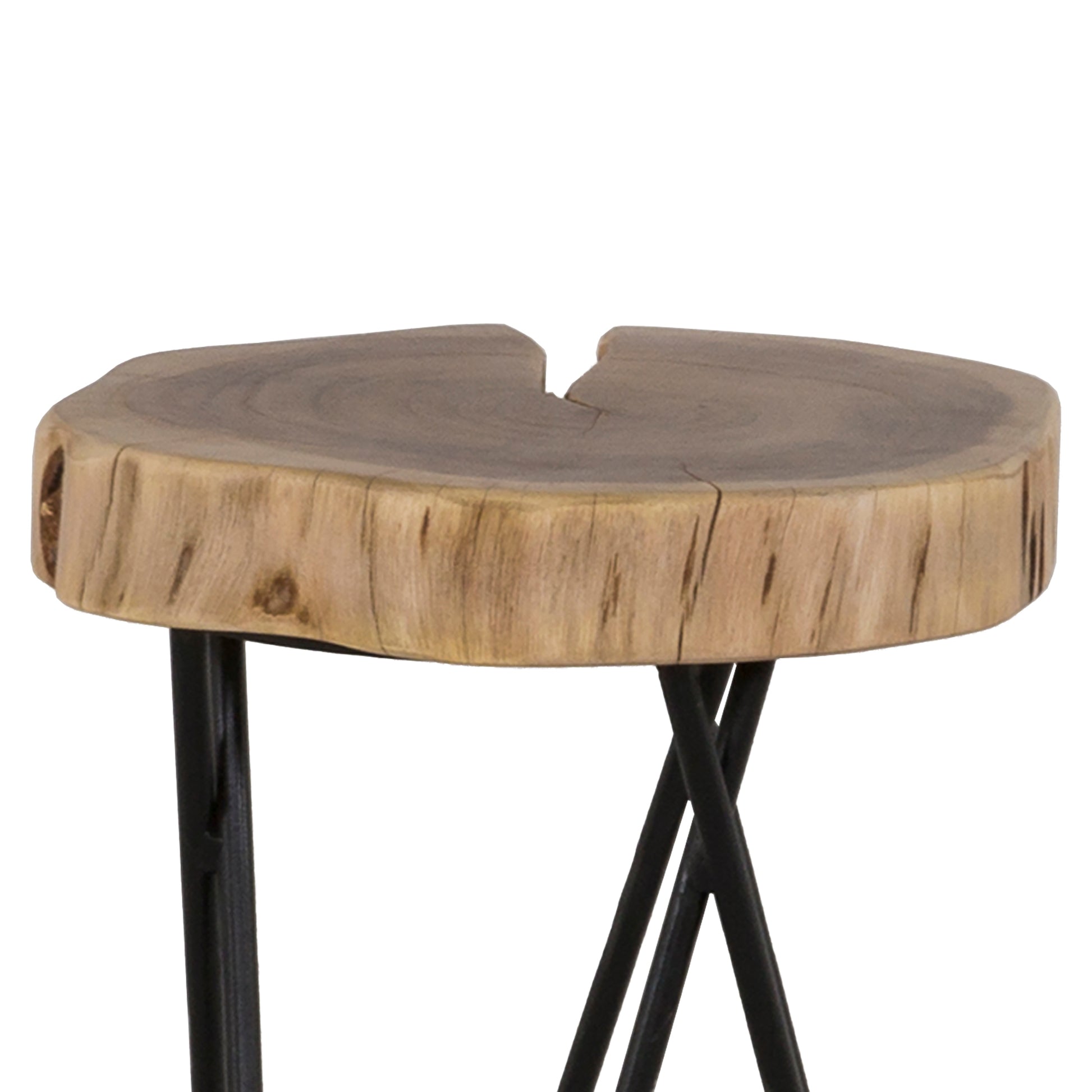 12" Acacia Wood End Side Table, Living Room Accent Stool, Iron Hairpin Legs, Home D Cor, Brown Black Black Brown Brown Primary Living Space Contemporary Freestanding Acacia Coffee & End Tables Round Acacia Wood Hairpin