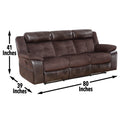 Pueblo Manual Recliner Sofa Dark Brown Dark Brown Faux Leather 3 Seat