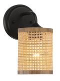 Reef Single Lights Wall Sconce With Natural Rattan Shade Rustic Wicker Wall Light Black,Rattan Metal,Rattan