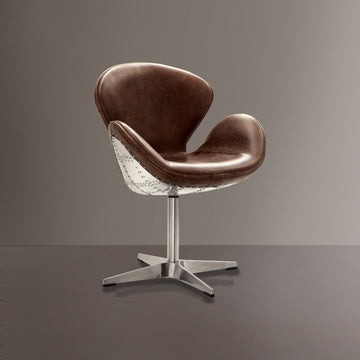 Retro Brown And Chrome Accent Chair With Padded Cushion Brown Primary Living Space Vintage Leather