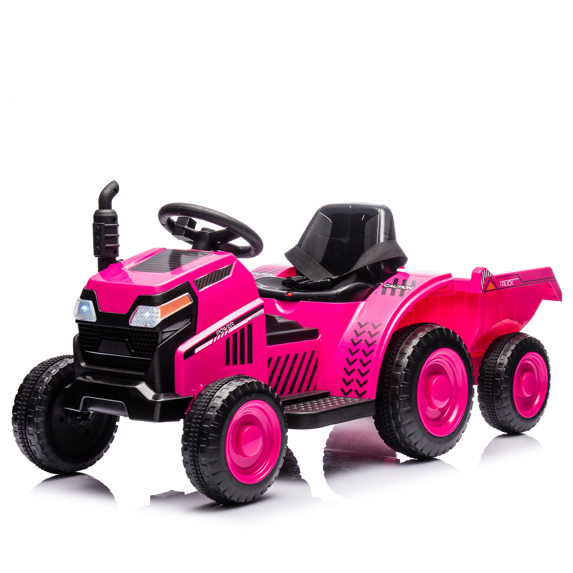 12V Kids Ride On Electric Tractor Black Knight,Kids Ride On Toy.2Wd,Non Skid Tires, Steering Wheel, Foot Pedal,With Removable Storage Tug,Light,Bluetooth,Music,Mp3,Usb,Power Display For Kids Aged 3 . Rose Red 50 99 Lbs Polypropylene