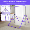 Expandable Gymnastics Bar For Kids Height Adjustable Junior Training Bar For Home, Folding Gymnastic Horizontal Bars Equipment Purple Indoor Fitness Purple Iron