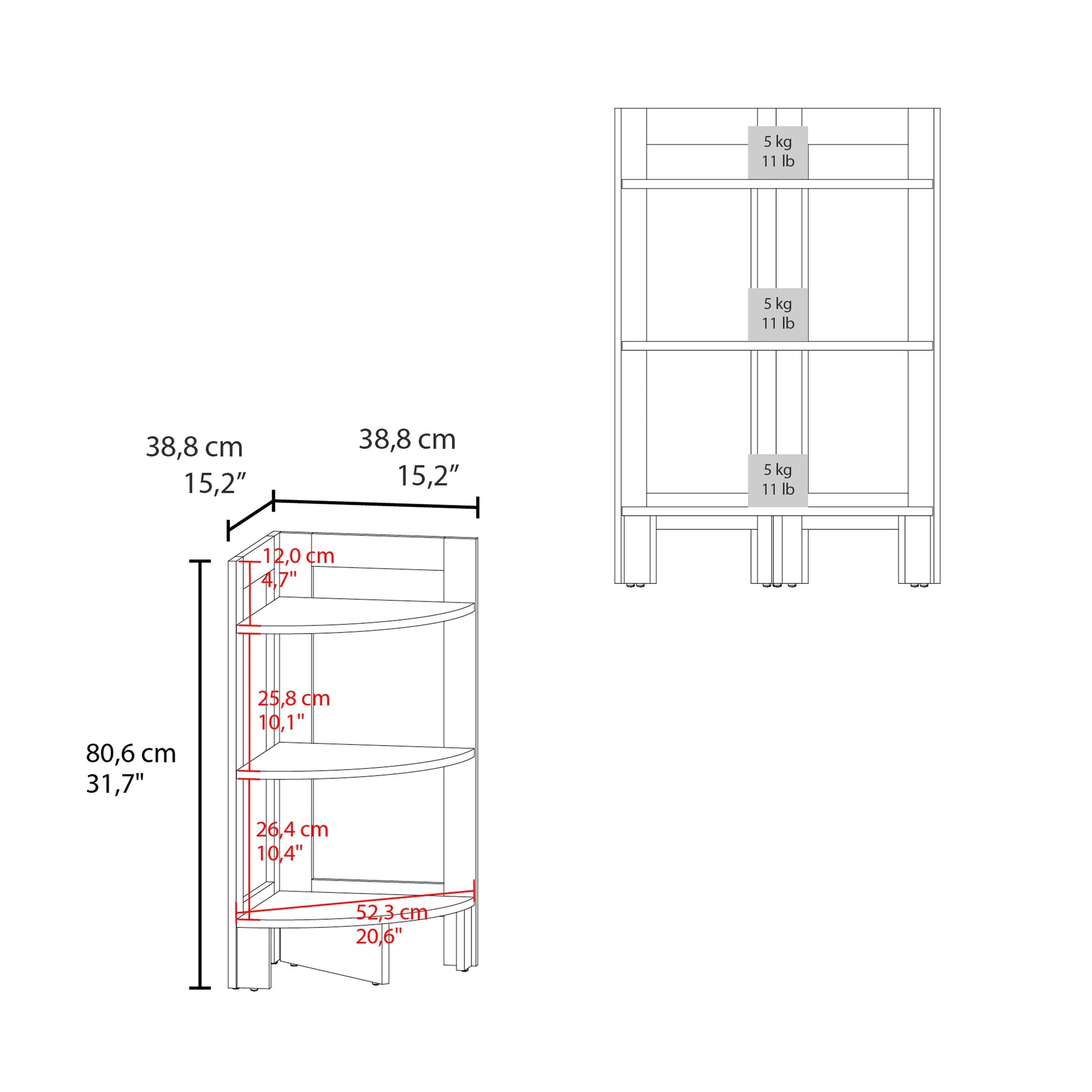 White Corner Shelf With 3 Shelf 3 White White Corner Horizontal Primary Living Space Open Back Wood Modern Particle Board