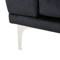 Luxurious Black Velvet 4 Seater Sofa With Ultra Soft Cushions, Metal Silver Legs Decor With Exquisite Craftsman, And Timeless Elegance, Perfect For Elevating Modern And Sophisticated Living Spaces Black Velvet Wood Primary Living Space Pillow Back Soft