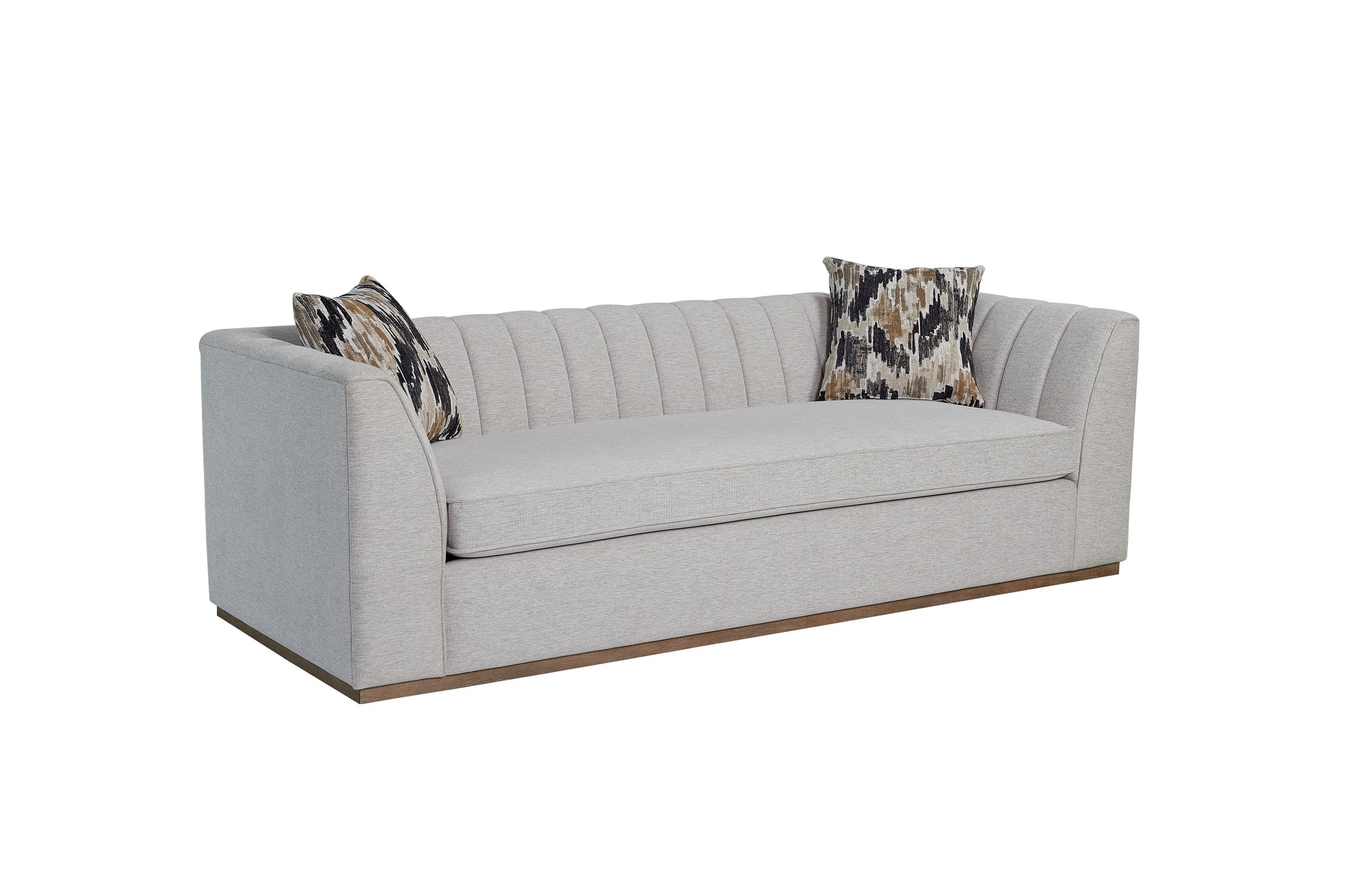 Channel Sofa Off White Upholstered 3 Seat