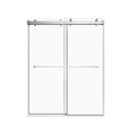 68'' 72'' W X 76'' H Soft Closing Double Sliding Frameless Shower Door With 3 8 Inch 10Mm Clear Glass In Brushed Nickel Brushed Nickel Stainless Steel