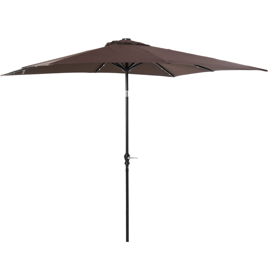 Outsunny 9' X 7' Solar Umbrella, Led Lighted Patio Umbrella For Table Or Base With Tilt & Crank, Outdoor Umbrella For Garden, Deck, Backyard, Pool, Beach, Brown Brown Steel