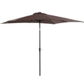 Outsunny 9' X 7' Solar Umbrella, Led Lighted Patio Umbrella For Table Or Base With Tilt & Crank, Outdoor Umbrella For Garden, Deck, Backyard, Pool, Beach, Brown Brown Steel