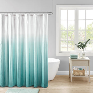 Ombre Printed Seersucker Shower Curtain Aqua 72X72" Aqua Polyester