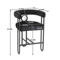 Coolmore Bar Stools Set Of 2, Modern Bar Stool With Back, Black Metal Frames, Upholstered Bar Stools For Kitchen Island, Pub, Club Black Chenille Black Foam Chenille
