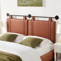 Wall Mounted Headboard Queen With Brown Faux Leather Straps, Faux Leather Upholstered Headboard With Adjustable Height Headboard, Queen Headboard With Metal Bar For Dining Room, Bedroom, Brown Queen Brown Bed Frame Genuine Leather Fabric Metal