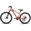 A2610 26 Inch Mountain Bike 21 Speeds, Suspension Fork, Steel Frame Disc Brake For Men Women Mens Bicycle Adlut Bike Cycling Orange Without Anti Slip Garden & Outdoor American Design Multifunctional Steel