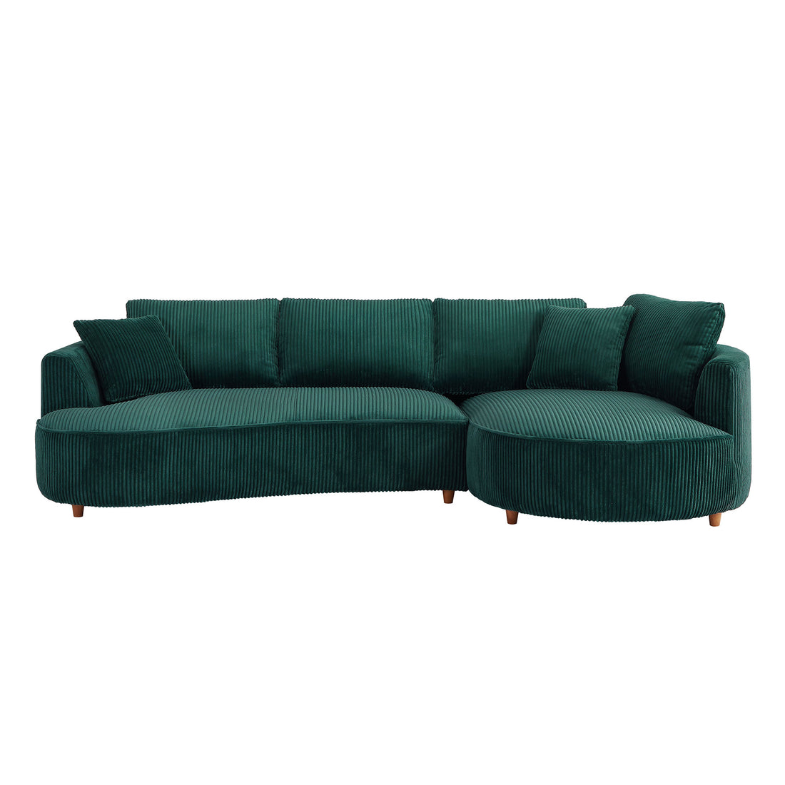 122.04 Inch Corduroy Upholstered Sectional Sofa With Right Facing Chaise For Living Room Office Corner Corduroy Modern Sofa Green Green Corduroy 3 Seat