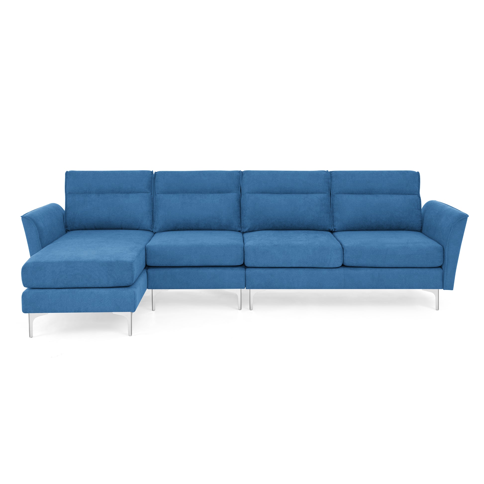 Modern Sofa 5 Seat Couch With Stainless Steel Trim And Metal Legs For Living Room,Navy Blue Navy Blue Foam 5 Seat