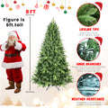 8Ft Artificial Christmas Tree With 2535 Pe&Pvc Mixed Branch Tips, Unlit Hinged Premium Spruce Fake Xmas Trees, Hinged Branch & Foldable Base, Green Green Polyvinyl Chloride