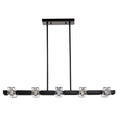 Rectangle Chandelier For Dining Room, 8 Light Black Farmhouse Linear Pendant Light Fixture, Modern Crystal Hanging Lighting Chandelier For Lobby, Kitchen, Bedroom, Living Room, Conference Room, Home