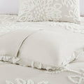 3 Piece Tufted Cotton Chenille Floral Comforter Set Off White King Cal King King Off White Cotton