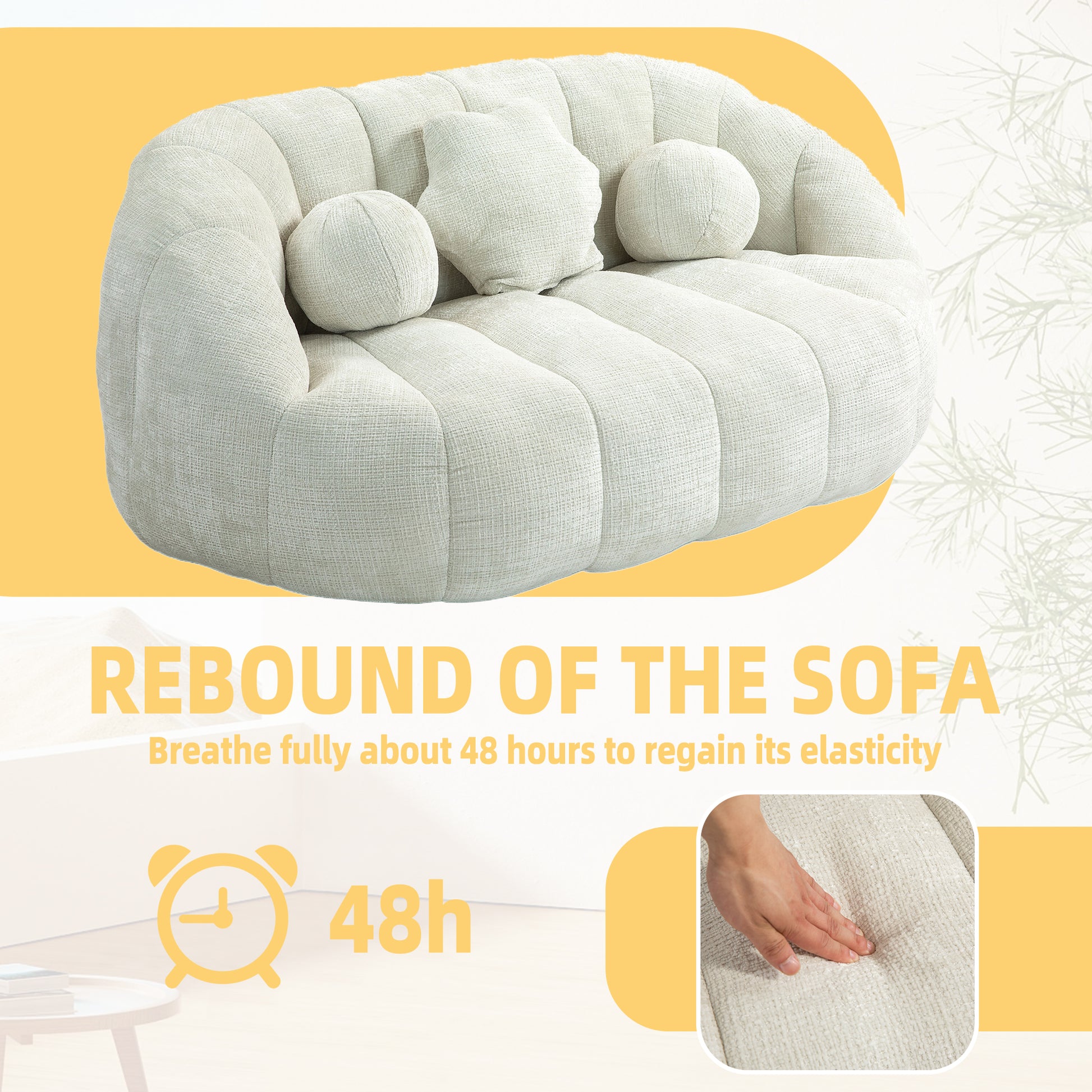 Coolmore Bean Bag Sofa Lazy Sofa Durable Comfort Lounger High Back Bean Bag Chair Couch For Adults And Kids, Indoor & Outdoor, Accent Floor Soft Lounge Chair White Chenille White Primary Living