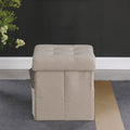 Ottoman Beige Beige Linen Or Linen Blend Primary Living Space American Traditional Eucalyptus Square Internal Storage Foam Linen