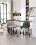 Counter Height Swivel Bar Stools Set Of 2, 360 Swivel Upholstered Barstools With Back And Metal Legs, 25.6