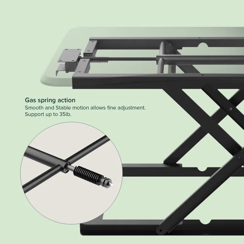 Computer Lifting Desk Black Brown Metal & Wood Wood Metal