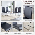 Table And Chair Set, Large Modern Rectangular Glass Table, Can Accommodate 6 8 People, Equipped With A 0.39 Inch Tempered Glass Tabletop And Large Mdf Table Legs, Comfortable And Soft Chairs. Transparent Mdf Glass