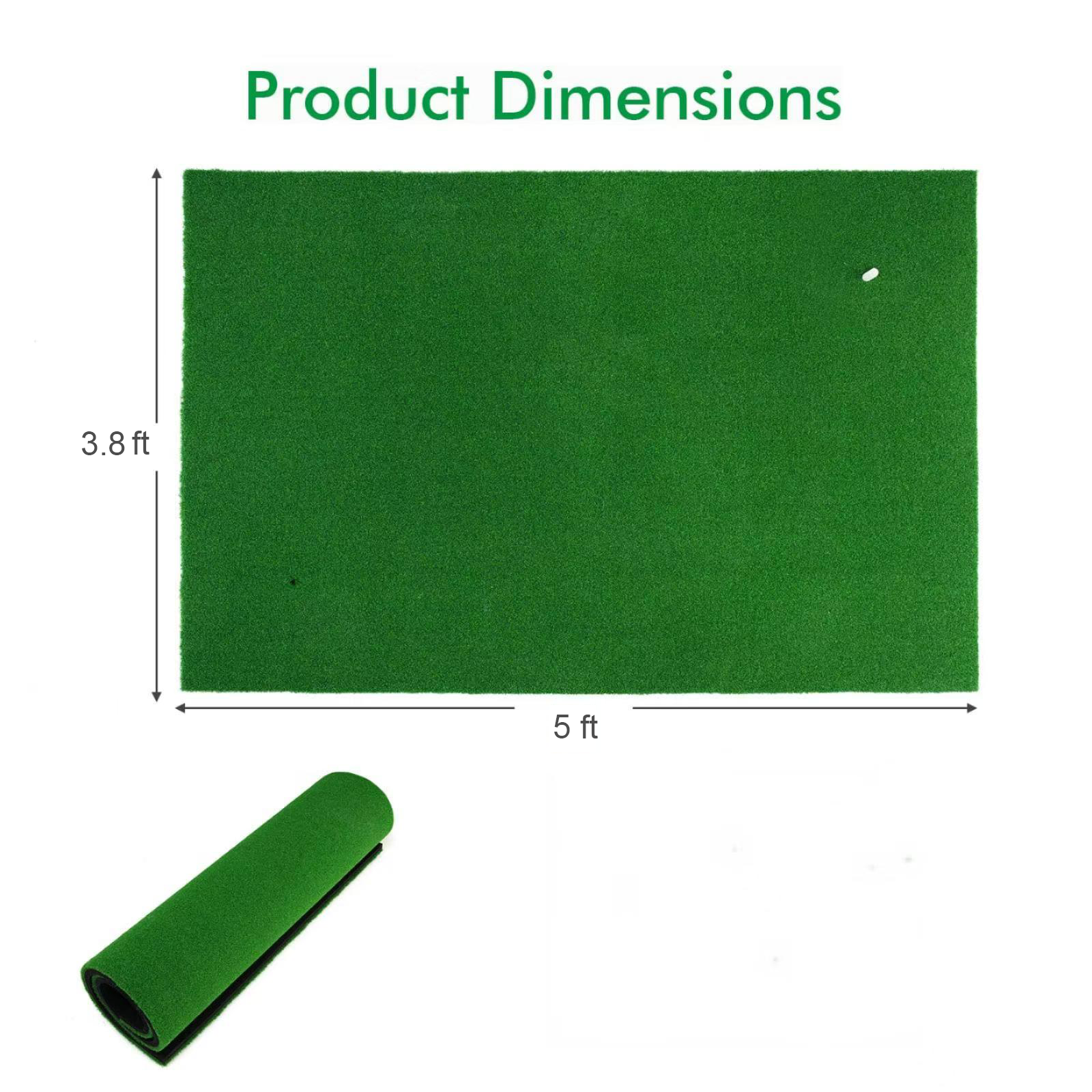 Golf Hitting Mats 3.8'X5' Artificial Turf Training Mat For Indoor Outdoor Swing Practice Green Plastic