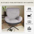 360 Swivel Accent Chair, Modern Chenille Lounge Chair With Faux Leather And Black Metal Base Frame, Comfortable Reading Chair For Small Spaces, Living Room, Bedroom, Reading Corner, Office,Light Gray Black,Light Gray Brown Primary Living Space Art