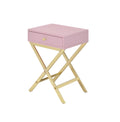Coleen Pink & Gold Finish Accent Table Gold,Pink Metal,Pvc