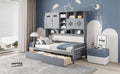 Twin Size Wooden Daybed With 2 Drawers, And All In One Cabinet And Shelf, Gray Twin Gray Wood