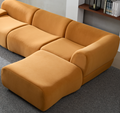 Wks8W Orange, Durable Fabric, 4 Sectional Sofa, High Density Sponge And Solid Wood Frame Orange Fabric 4 Seat