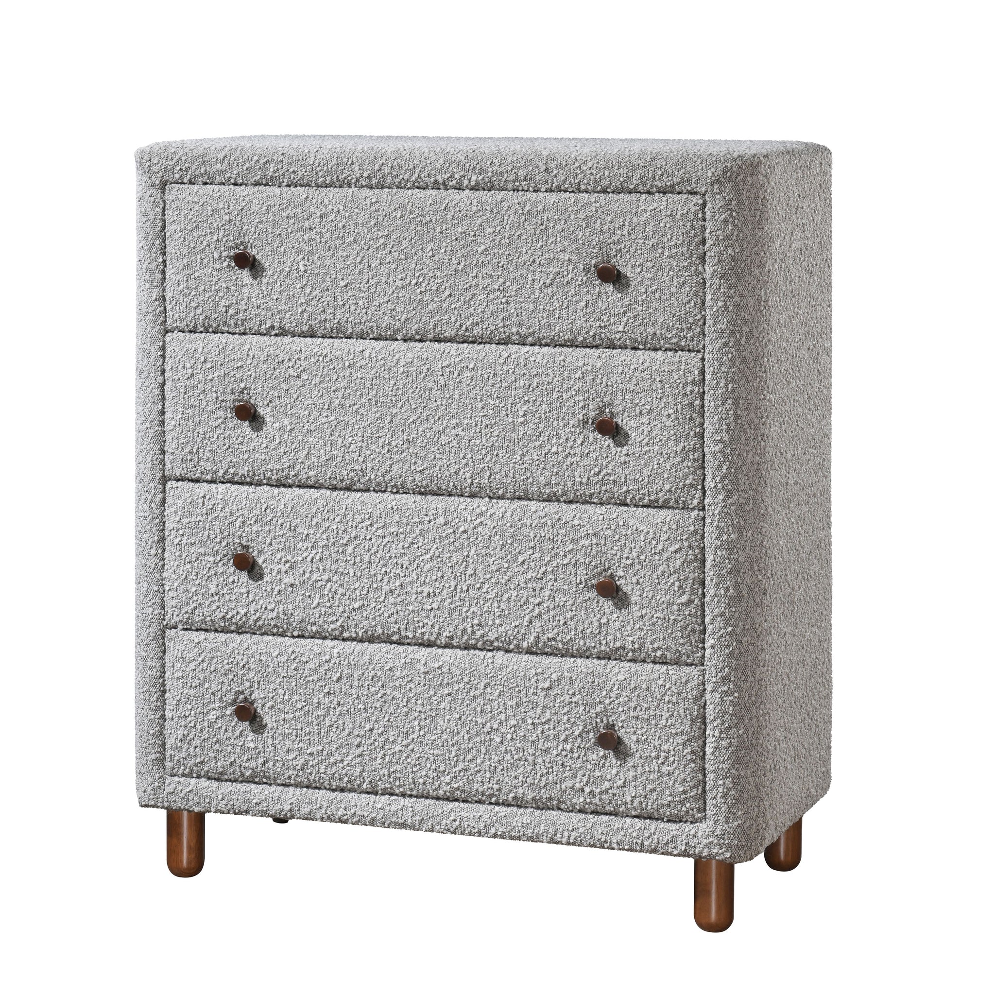 Grey 4 Drawer Upholstered Chest Grey Bedroom Wood Fabric