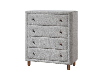 Grey 4 Drawer Upholstered Chest Grey Bedroom Wood Fabric