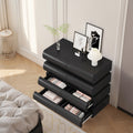 8 Drawer Dresser For Bedroom, Black Dresser No Handle, Modern 8 Chest Of Drawers With Wide Storage Black Mdf