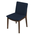 Laura Blue Linen Solid Wood Dining Chair Set Of 2 Dark Blue,Dark Brown Brown Linen,Solid Wood