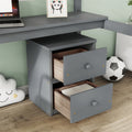 Twin Loft Wood Bed With Under Bed, Built In Desk, A Storage Cabinet Of 2 Drawers, Guardrails, Ladder,Grey Twin Grey Pine