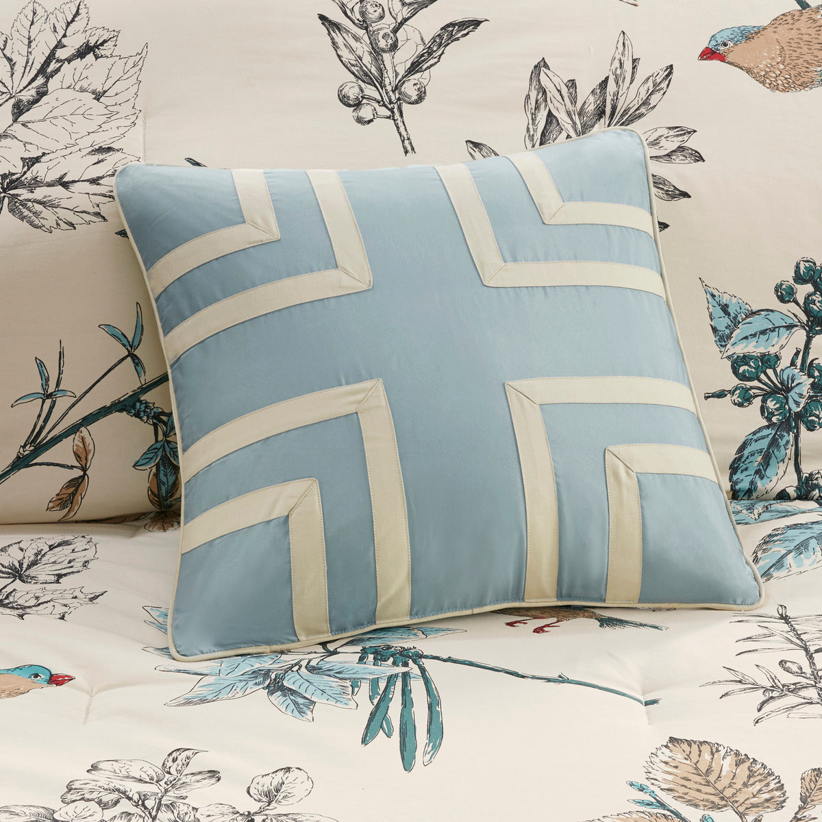 7 Piece Printed Cotton Twill Comforter Set Khaki Queen Queen Multicolor Cotton