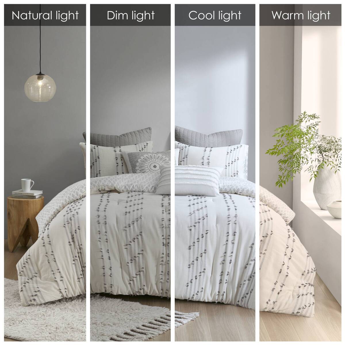 3 Piece Cotton Jacquard Comforter Set Ivory Full Queen Queen Ivory Cotton