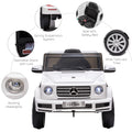 Aosom 12V Kids Electric Car, Mercedes Benz G500 Licensed Battery Powered Ride On Truck For Kids With Remote Control, Headlights, Music, Suspension & Storage For Boys And Girls, White White Plastic