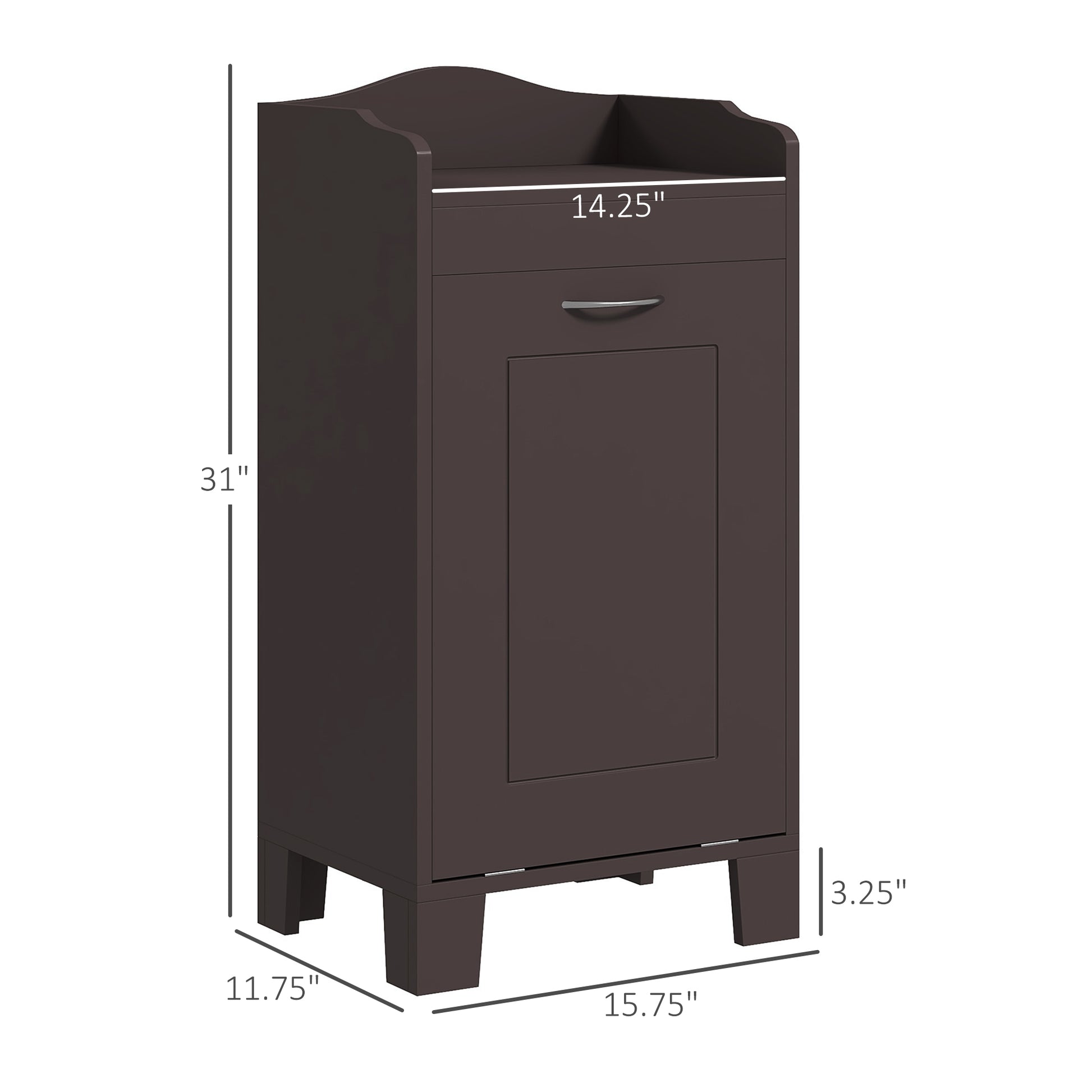 Homcom 31" Tilt Out Laundry Hamper, Free Standing Home Organizer Hamper, Bathroom Storage Cabinet, Coffee Coffee Mdf