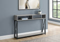 Accent Table, Console, Entryway, Narrow, Sofa, Living Room, Bedroom, Grey Laminate, Black Metal, Contemporary, Modern Grey Metal